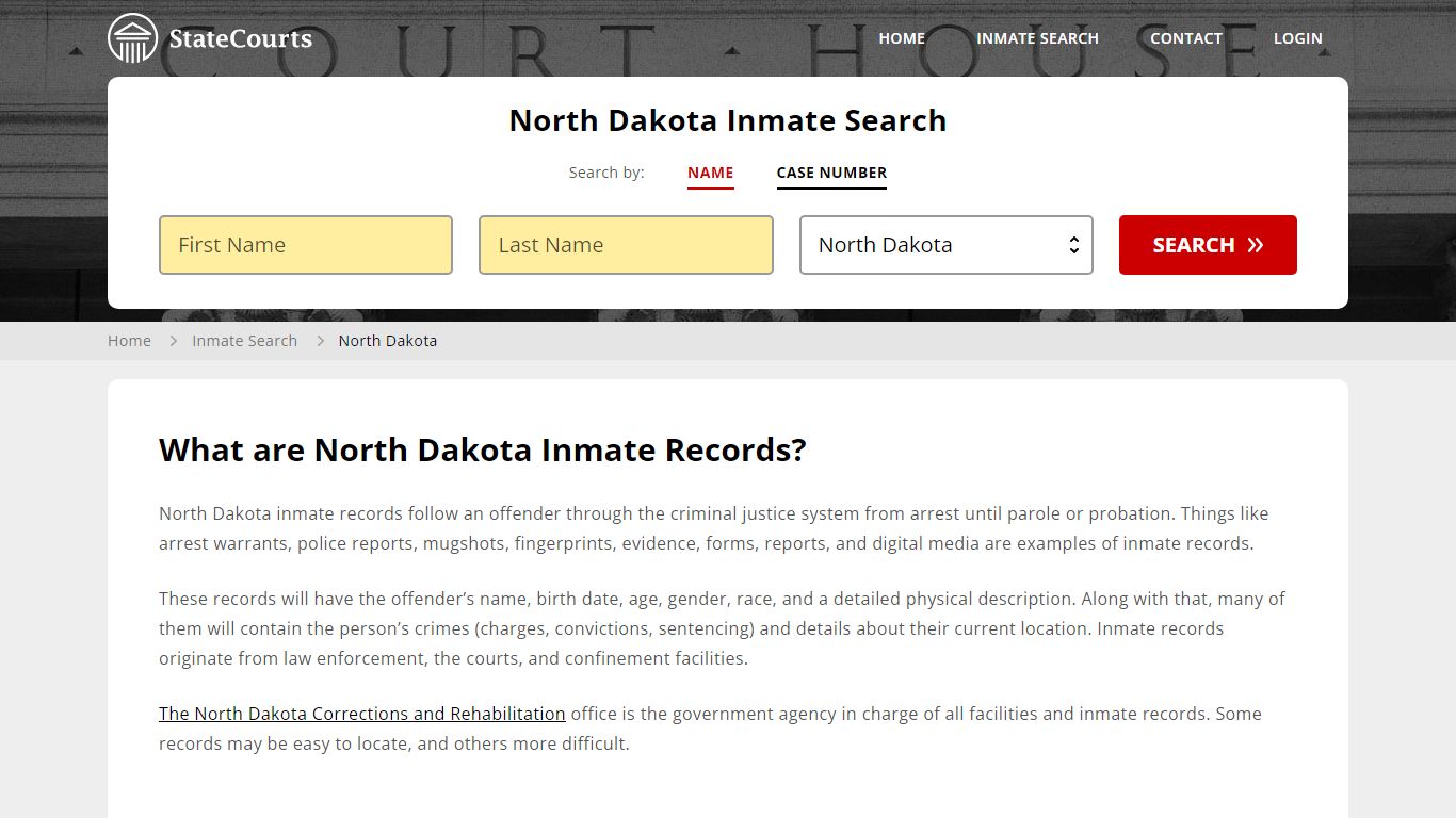 North Dakota Inmate Search, Prison and Jail Information - StateCourts