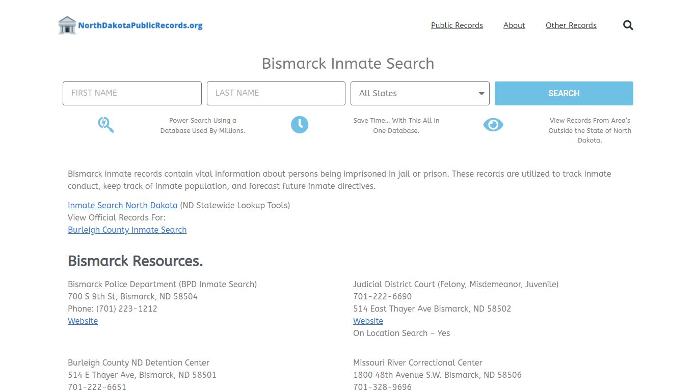 Bismarck Inmate Search - BPD Current & Past Jail Records